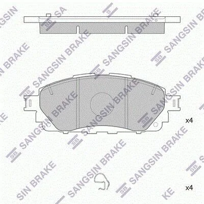 <strong>Колодки гальмівні дискові (комплект 4 шт) Hi-Q (SANGSIN) SP4264 (фото 1)</strong>