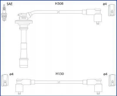 Комплект кабелів високовольтних для Toyota HITACHI 134562 фото товару