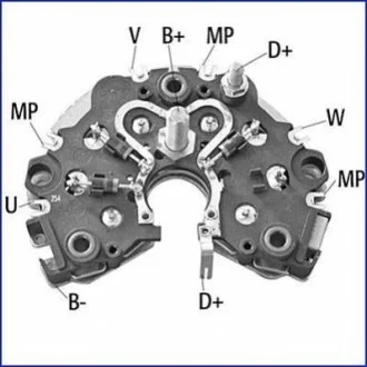 VW Мост диодный Audi 100,80,A4/6/8,Citroen Berlingo,Jumpy,ZX,Fiat Scudo,Opel,Peugeot,Passat для HITACHI 139473 фото товару