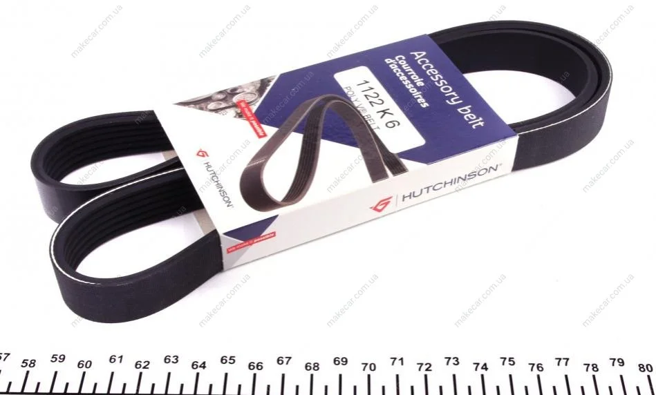 <strong>Ремінь генератора 6PK1123 T5 1.9TDI/2.0 03> (PS) HUTCHINSON 1122K6 (фото 1)</strong>