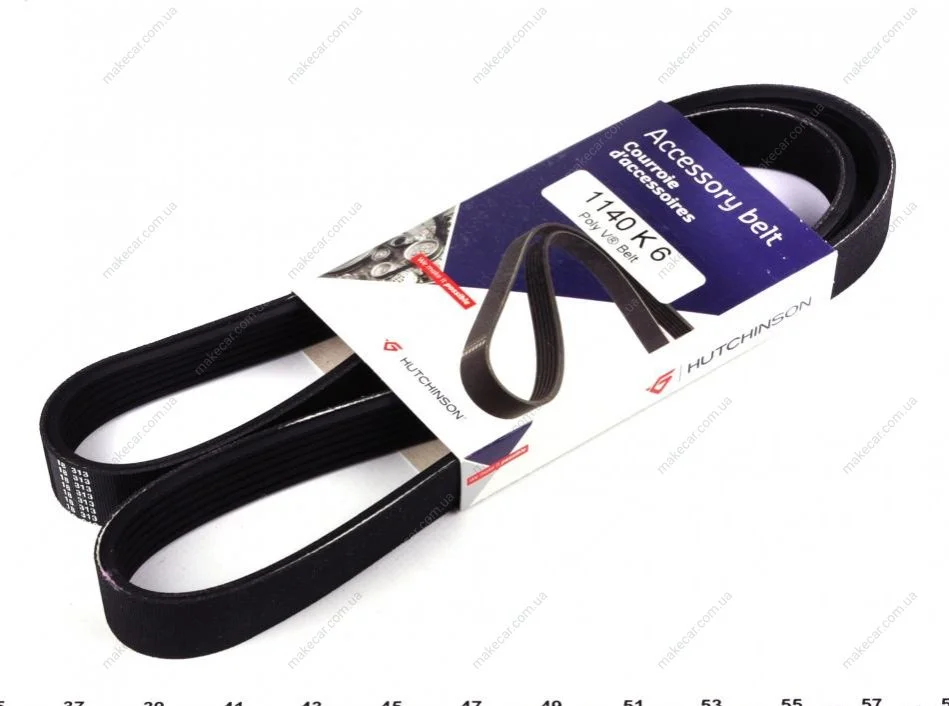 <strong>Ремінь генератора 6PK1138 Caddy III/T5 1.9TDI 03 (-AC) HUTCHINSON 1140K6 (фото 1)</strong>