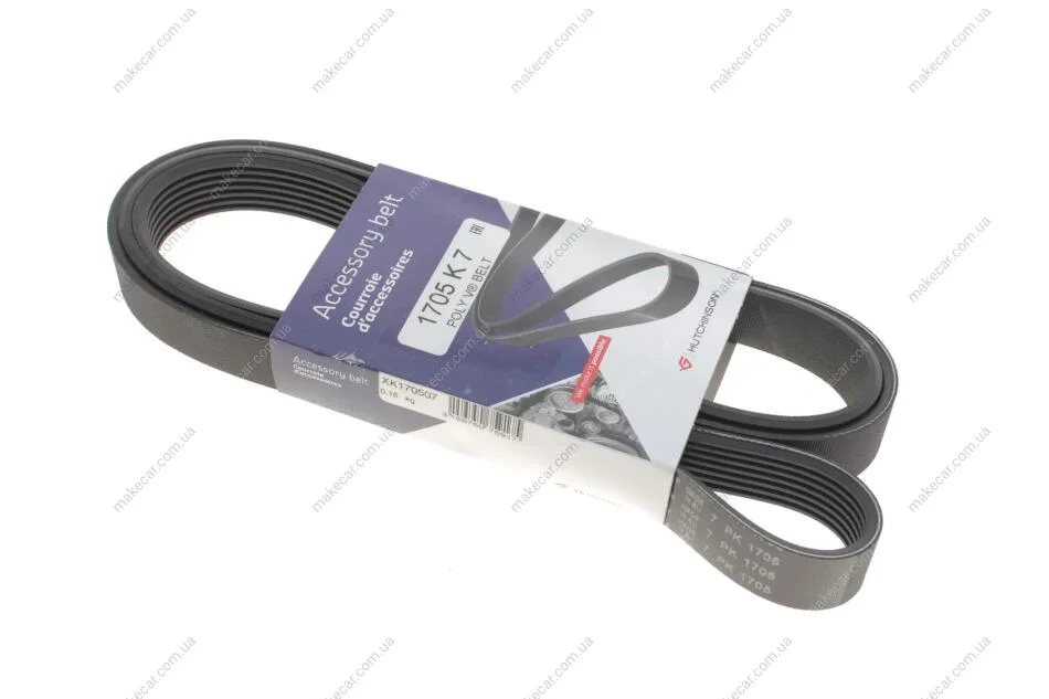 <strong>Ремінь генератора Renault Megane II 2.0 dCi 05-09 (7PK1705) HUTCHINSON 1705K7 (фото 1)</strong>