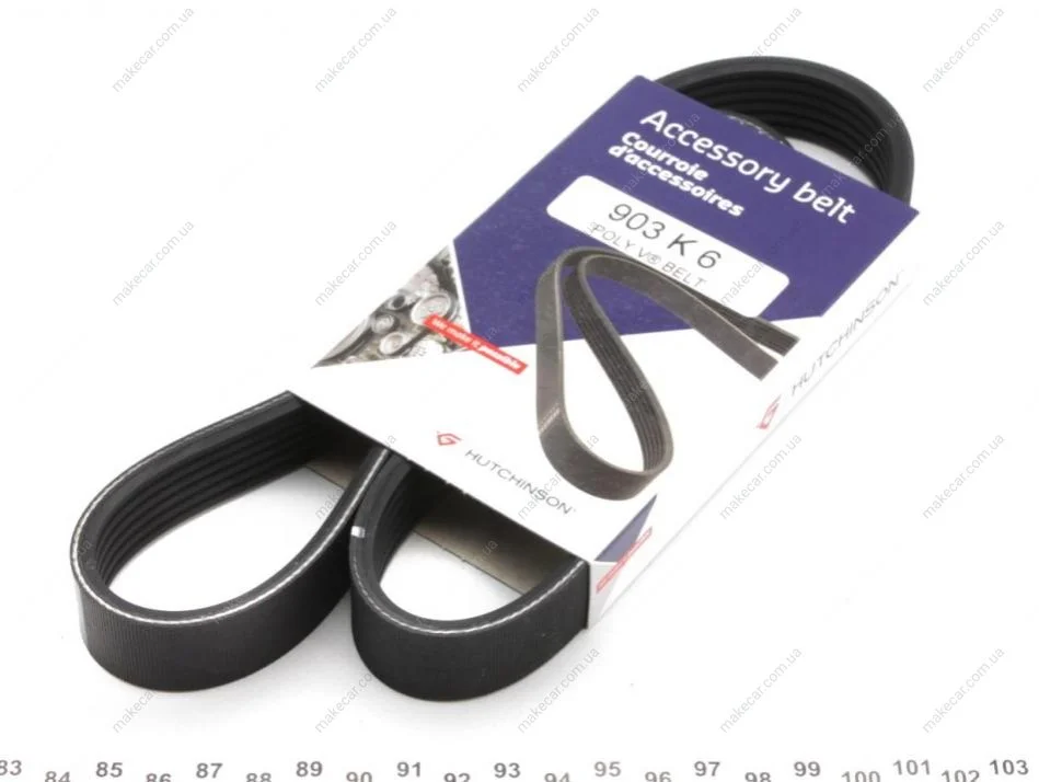 <strong>Ремінь генератора 6PK900 Golf V 2.0FSI/Ducato 2.5D/TD 94>02 ALT HUTCHINSON 903K6 (фото 1)</strong>