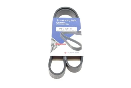 Ремінь поліклінової 6PK989S Hutchinson для Seat, Skoda, Volkswagen HUTCHINSON 989SK6 фото товару