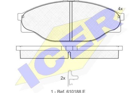 Комплект гальмівних колодок (дискових) ICER 141010