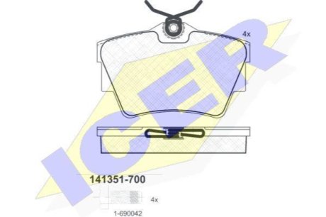 Комплект гальмівних колодок (дискових) ICER 141351-700