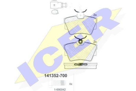 Комплект гальмівних колодок (дискових) ICER 141352-700 (фото 1)