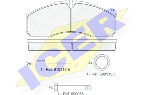 Комплект гальмівних колодок (дискових) ICER 141499