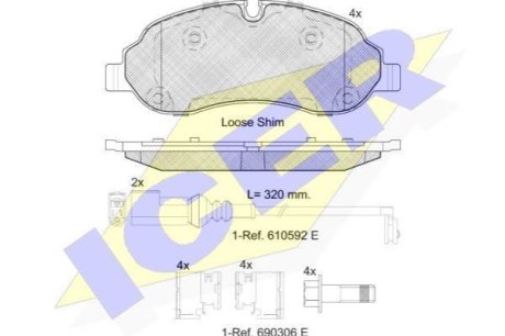 Комплект гальмівних колодок (дискових) ICER 142217