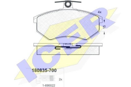 Комплект гальмівних колодок (дискових) ICER 180835-700 (фото 1)