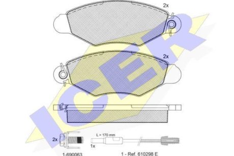 Комплект гальмівних колодок (дискових) ICER 181217-203 (фото 1)