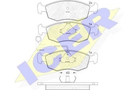 Колодки гальмівні дискові передні FIAT Palio 96-20 для Lancia, Alfa Romeo, Fiat ICER 181227 фото товару