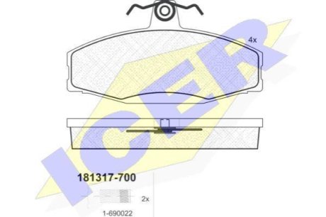 Комплект гальмівних колодок (дискових) ICER 181317-700