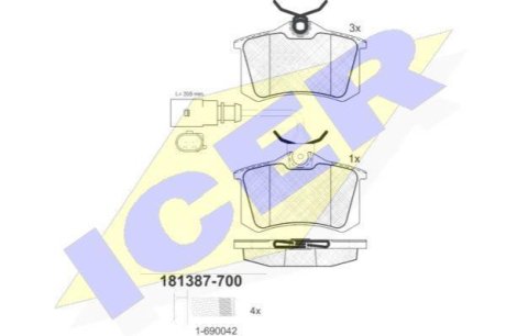 Комплект гальмівних колодок (дискових) ICER 181387-700