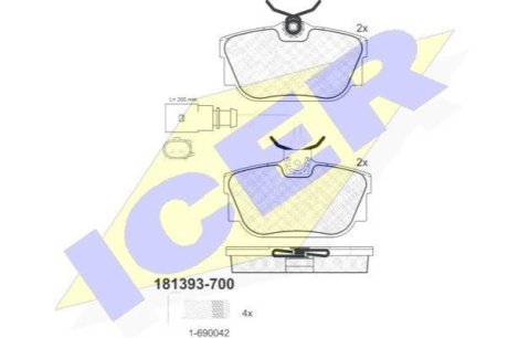 Комплект гальмівних колодок (дискових) ICER 181393-700 (фото 1)
