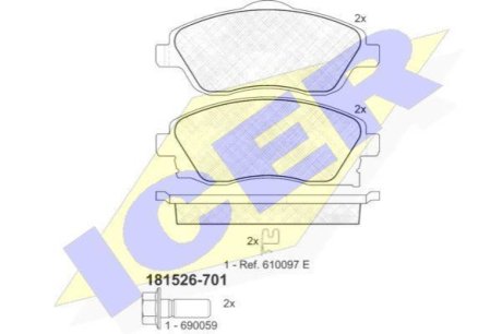 Комплект гальмівних колодок (дискових) ICER 181526-701