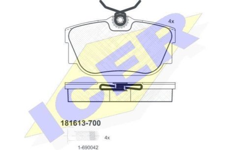 Комплект гальмівних колодок (дискових) ICER 181613-700 (фото 1)