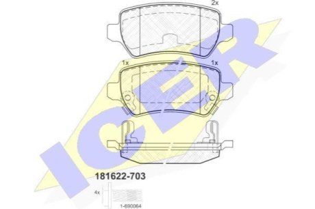 Комплект гальмівних колодок (дискових) ICER 181622-703 (фото 1)