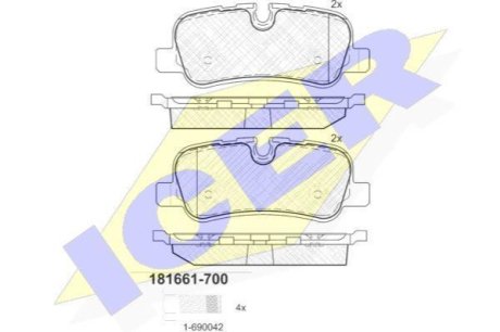 Комплект гальмівних колодок (дискових) ICER 181661-700
