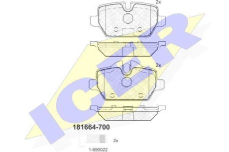Комплект гальмівних колодок (дискових) ICER 181664-700 (фото 1)