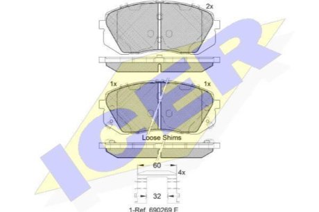 Комплект гальмівних колодок (дискових) ICER 181826-201