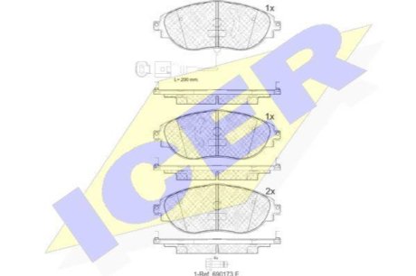 Комплект гальмівних колодок (дискових) ICER 182018