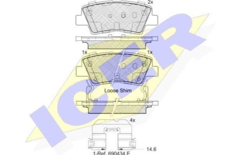 Комплект гальмівних колодок (дискових) ICER 182036-203 (фото 1)