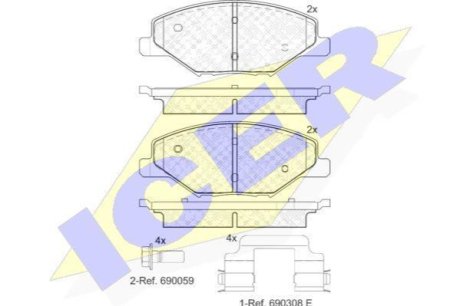 Комплект гальмівних колодок (дискових) ICER 182110 (фото 1)