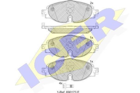 Комплект гальмівних колодок (дискових) ICER 182111-204 (фото 1)
