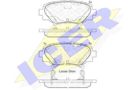 Комплект гальмівних колодок (дискових) ICER 182169