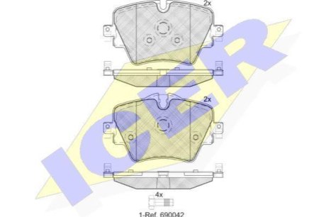 Комплект гальмівних колодок (дискових) ICER 182216