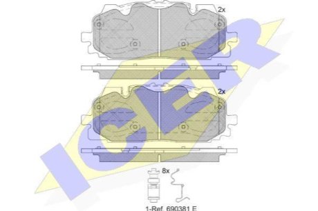Комплект гальмівних колодок (дискових) ICER 182254