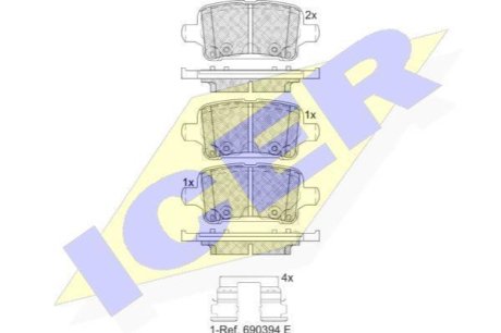 Комплект гальмівних колодок (дискових) ICER 182257
