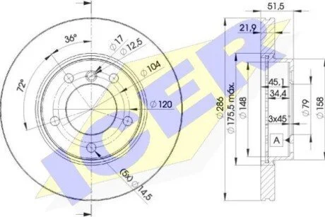 Диск гальмівний для ICER 78BD0674-2 фото товару
