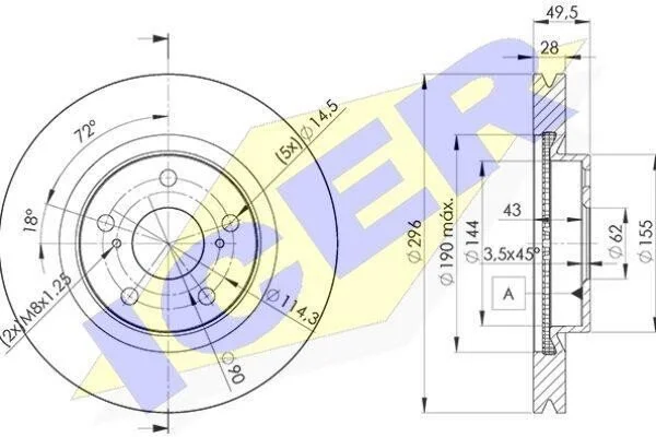<strong>Диск гальмівний ICER 78BD3107-2 (фото 1)</strong>