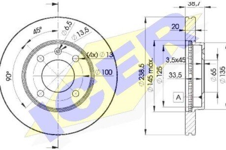 Купити Диск гальмівний ICER 78BD3975-2 за низькою ціною в Україні (фото 1)