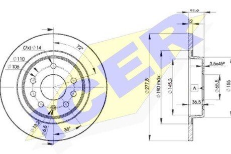 Купити Диск гальмівний ICER 78BD9115-2 за низькою ціною в Україні (фото 1)