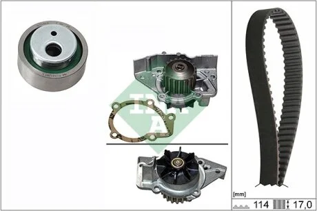 Водяний насос + комплект зубчатого ременя для Peugeot, Citroen, Fiat INA 530025831 фото товару