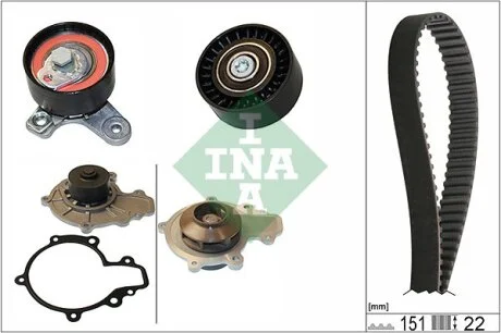 Комплект ГРМ, пас+ролик+помпа для Opel INA 530057230 фото товару