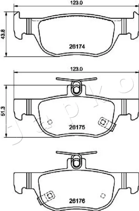 <strong>Колодки гальмівні дискові задні Mazda 3 (18-), CX30 (19-) JAPKO 51320 (фото 1)</strong>