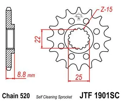 <strong>Передня зірка - легка - для 520 ланцюга-14зуб. KTM EXC/SX/SX-F JT MOTO 100-406-14 (фото 1)</strong>