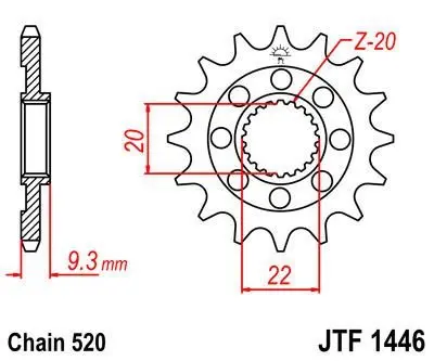 <strong>Передня зірка - легка - для 520 ланцюга-13зуб. KX250F\'06- JT MOTO 100-410-13 (фото 1)</strong>
