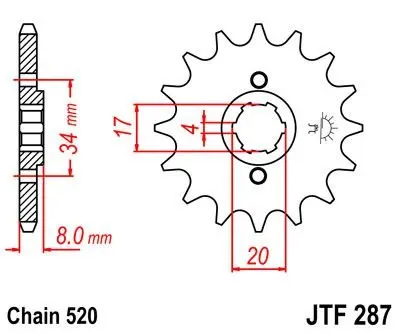 <strong>Передня зірка 14зуб. XL350R/CB250Nighthawk/Twofift JT MOTO 101-423-14 (фото 1)</strong>