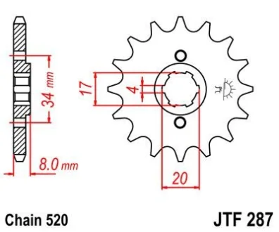 Передня зірка 14зуб. XL350R/CB250Nighthawk/Twofift для JT MOTO 101-423-14 фото товару