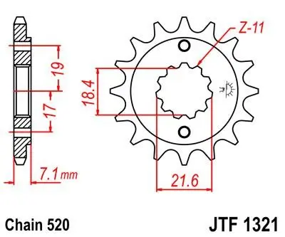<strong>Передня зірка 13зуб. CBF 250 JT MOTO 101-442-13 (фото 1)</strong>