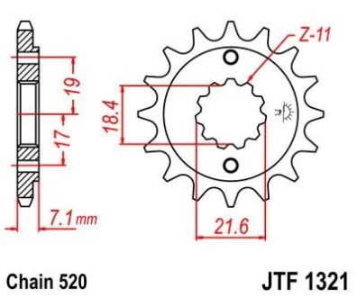 Передня зірка 13зуб. CBF 250 для JT MOTO 101-442-13 фото товару