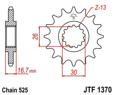 <strong>Передня зірка 16зуб. CBR900RR`96-/600?99-/VTR1000F JT MOTO 101-564-16 (фото 1)</strong>