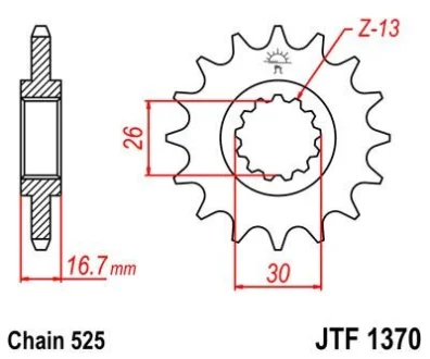 Передня зірка 16зуб. CBR900RR`96-/600?99-/VTR1000F для JT MOTO 101-564-16 фото товару