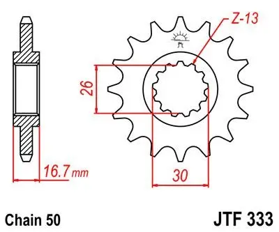 <strong>Передня зірка 16зуб. VFR750F/CBR900RR/1000RR JT MOTO 101-664-16 (фото 1)</strong>