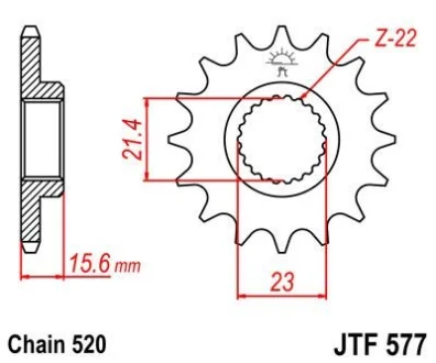 Передня зірка 15зуб. XT500/600/TT600/SZR&XTZ660 для JT MOTO 102-481-15 фото товару
